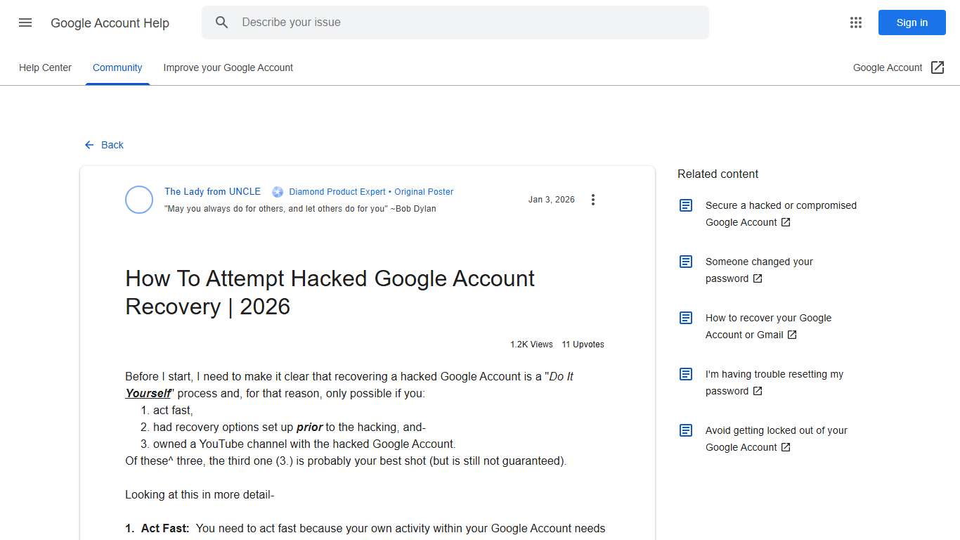 How To Attempt Hacked Google Account Recovery | 2026 - Google Account Community